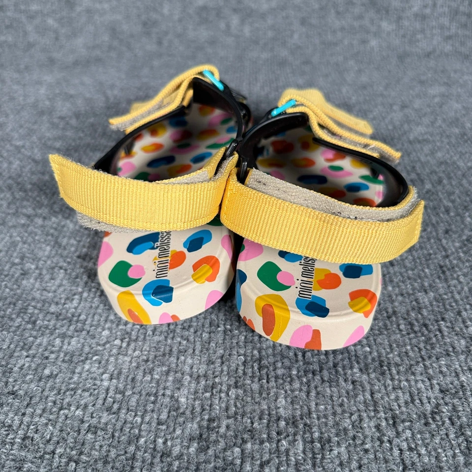 Mini Sandalias Melissa Niñas Niños Talla 4 Ping Pong Fabula Correas Amarillas Eslinga Foto 4 de 4