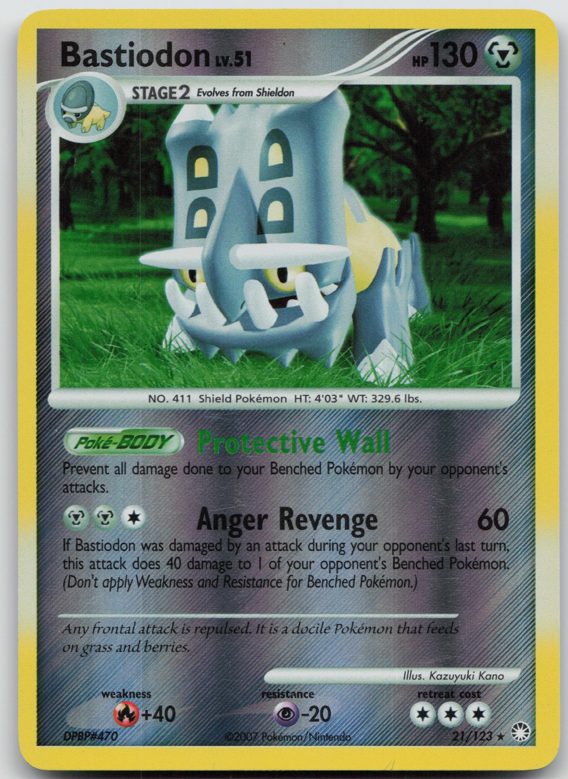 Bastiodon Rare Reverse Holo Mysterious Treasures 21/123 LP