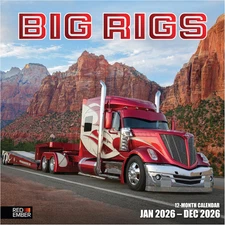Big Rigs 2026 Wall Calendar 12"x24" Open | Thick & Sturdy Paper | Holiday Gift