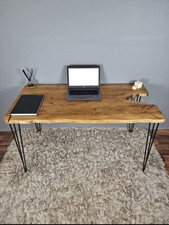 Computer Desk With Hairpin Legs - Waney Edge Desk