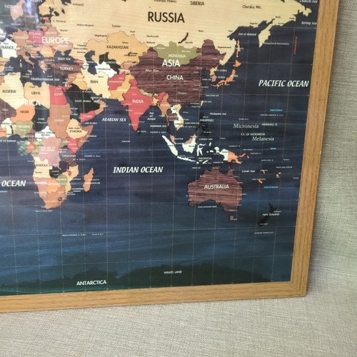Wooden World Map Wall art, 28"x 18 “ Countries of woods common to each,detailed - Picture 6 of 13