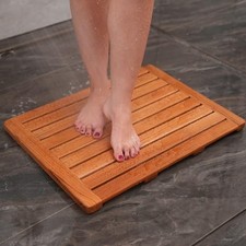 Utoplike 24"x18" Teak Wood Bath Mat, Shower Mats for Bathroom, Large for Spa -