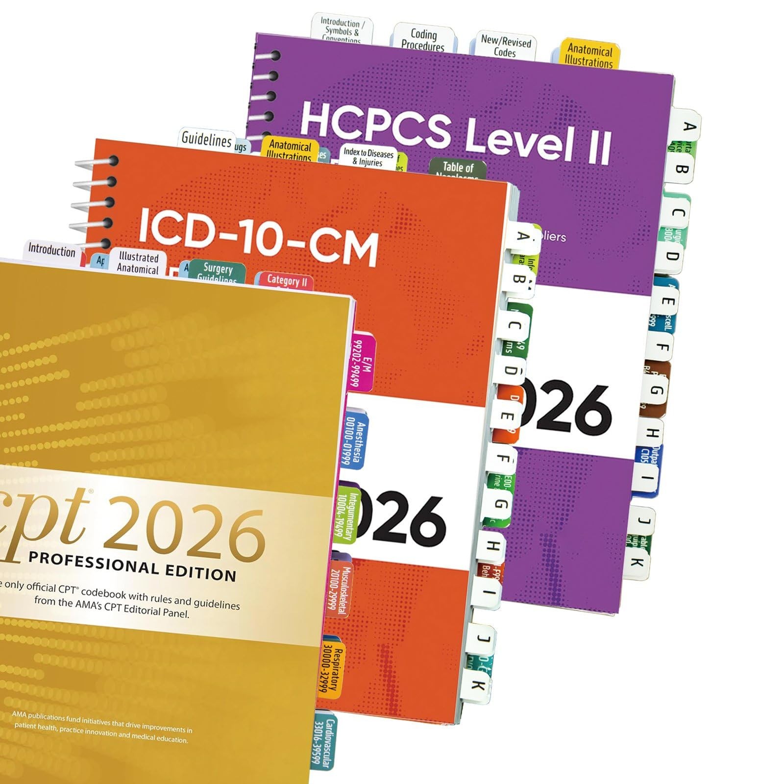 2026 Index Tabs for CPT, HCPCS Level II Expert & ICD-10-CM, Color-Coded & Lam...