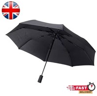 Black Compact Windproof Umbrella Folding Travel Rain Umbrella Mens Womens