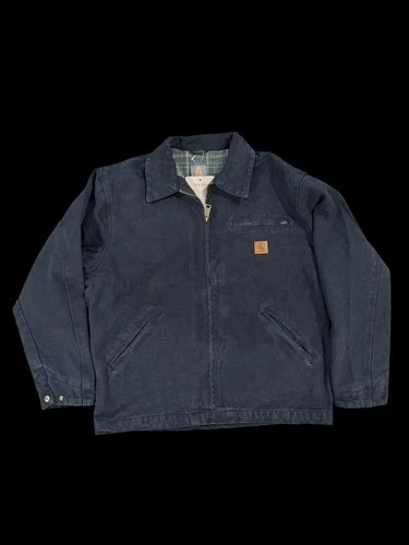 Carhartt WIP Detroit Jacket Black Faded Canvas Plaid Lined Large New With Tags - product listing photo