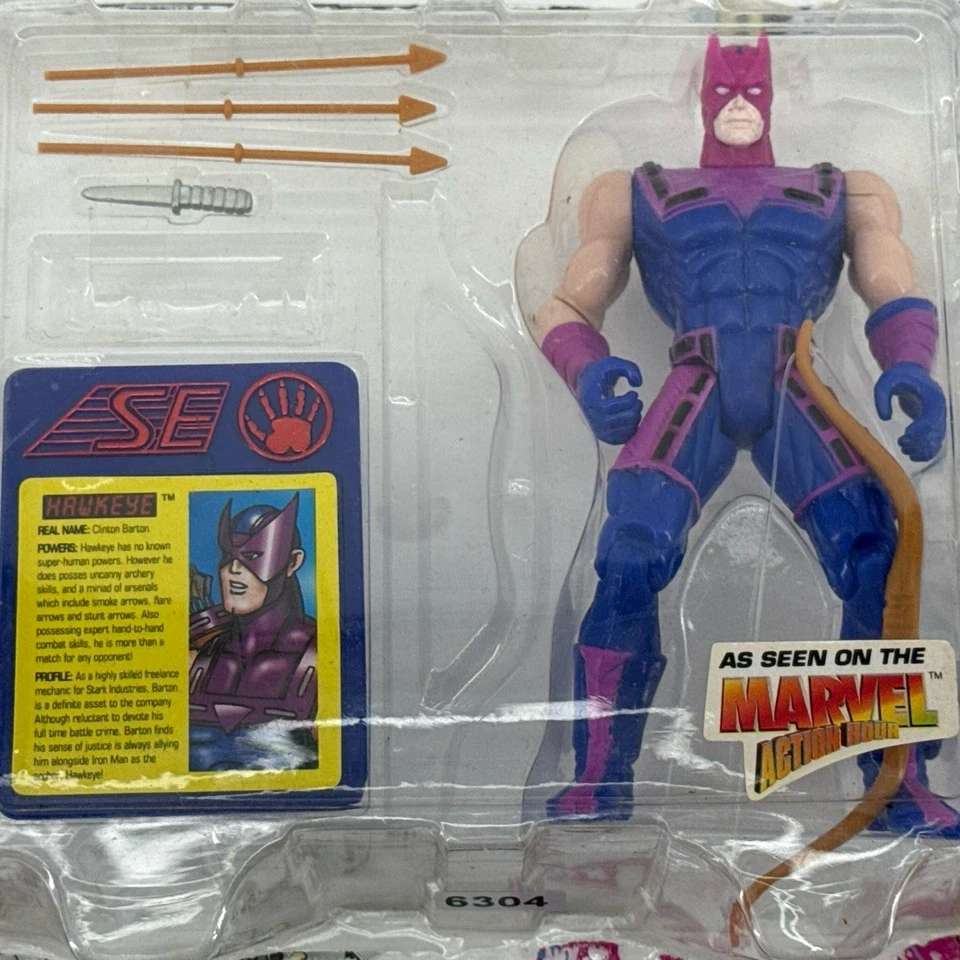 Boneco de ação HAWKEYE brinquedo arco e flecha Biz Iron Man 1995 MOC - Imagem 4 de 4