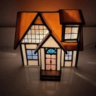 New ListingVTG Stained Glass House Tiffany-Style Cottage Lighted Brown Blue Philippines 3D