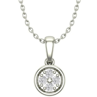 Lab Grown Diamond 10K Weißgold Composite Anhänger 18'' Silber Kabel Kette