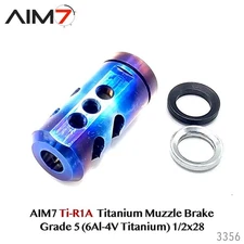 Aim7 Titanium Muzzle Brake – Lightweight 1/2x28 Thread – Grade 5 Titanium Torch