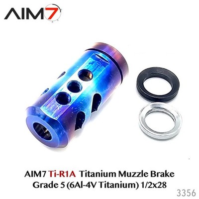 Aim7 Titanium Muzzle Brake   Lightweight 1/2x28 Thread   Grade 5 Titanium Torch