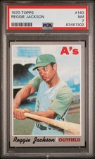 1970 TOPPS #140 REGGIE JACKSON 2ND YR CRISP CORNERS, WHITE BACK PSA 7 NEAR MINT