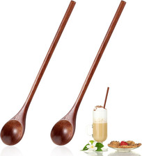 Cuchara de madera larga de 2 piezas, cuchara de miel de madera, cuchara mezcladora de madera de 7,8 pulgadas para café