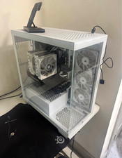 White PC Computer Case Tower Chassis w/ Tempe...