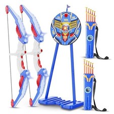 Kids Bow and Arrow Set, LED Light Up Archery Toy Set with Suction Cup blue 2