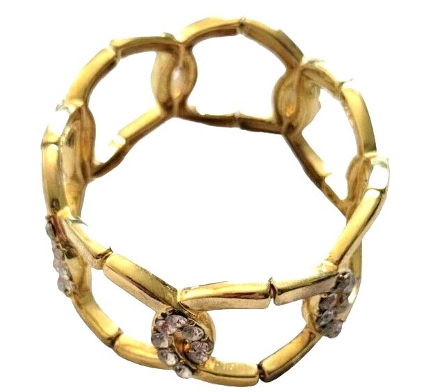 Glamorous Rhinestone Statement Stretch Goldtone B… - image 4