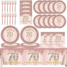 70th Birthday Decorations for Women,61Pcs Rose Gold 70th Birthday Decorations...