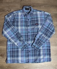Dickies Genuine Men s M Blue Plaid Button Up Work Shirt Cotton Blend