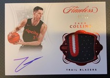 #/15 Zach Collins 2017-18 Panini Flawless Rookie Red Auto Patch RC #FP-ZC