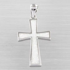 Classic Latin Cross White Fire Opal Silver Jewelry Necklace Pendant