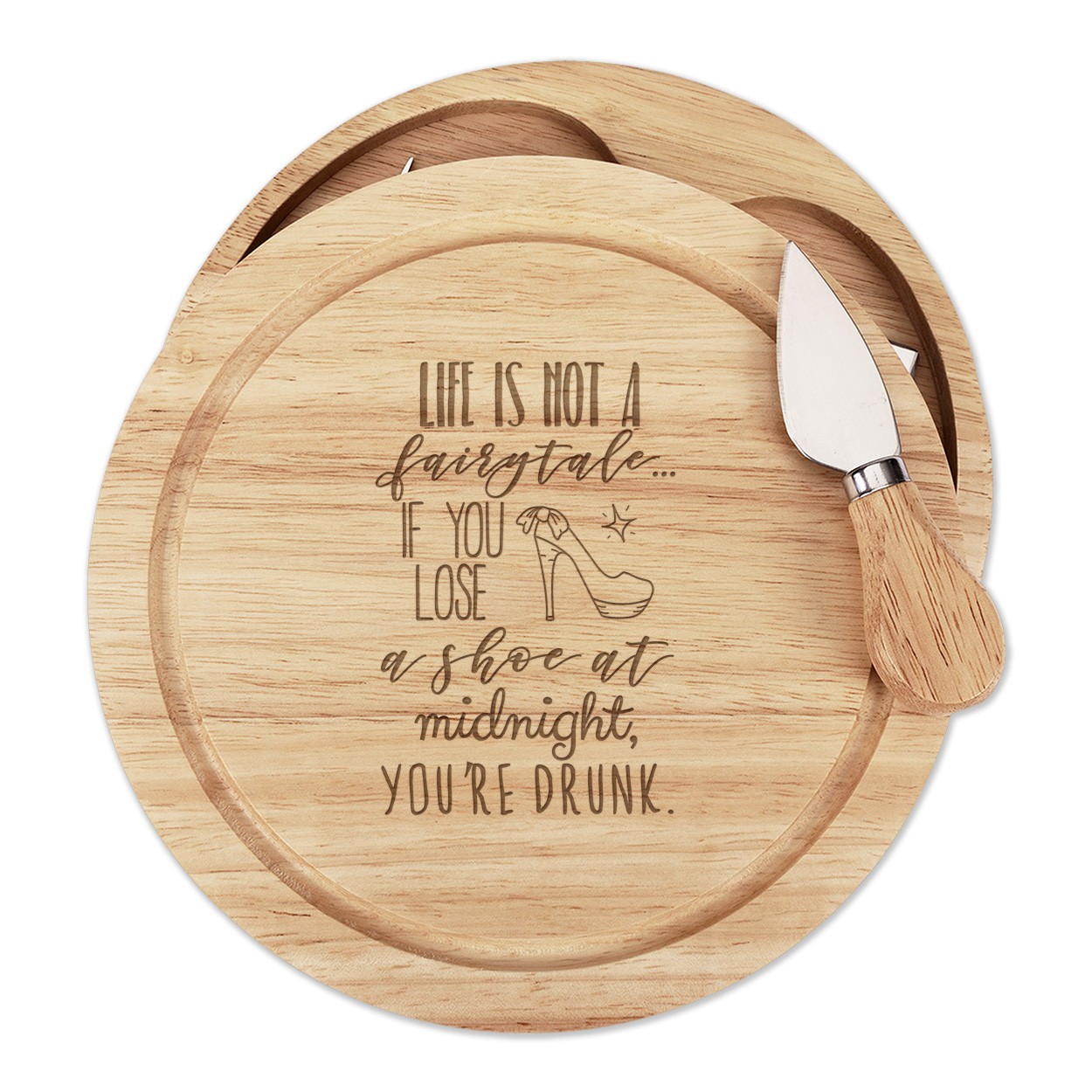 Life Is Not A Fairytale Lose Shoe Midnight Drunk Cheese Board Knife Set