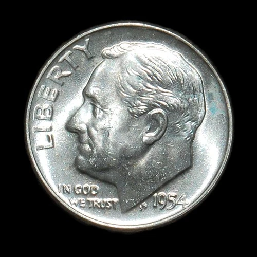1954-D Roosevelt Dime - BU CHOICE Brilliant Uncirculated. 90% Silver. A Beauty!