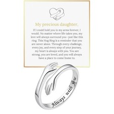 Daughter Hug Ring For Hope Rings, Stainless Steel Motivation Large, Silver