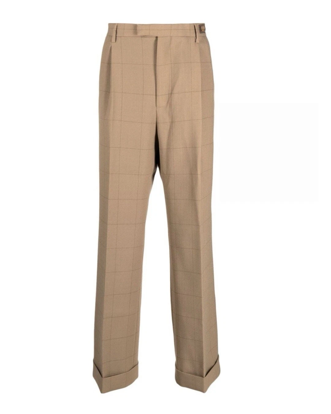 RRP £1300 nuovo GUCCI pantalone lana beige marrone verde cammello taglia 48 uomo