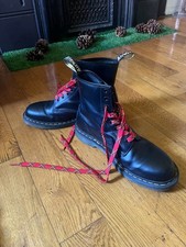 Dr. Marten Airwair Black Boots With Red Plaid...