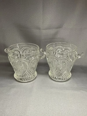 SEAU À GLACE EN VERRE MOULÉ , XIX eme SIÈCLE , STYLE BACCARAT LE CREUSOT . - Photo 1/4
