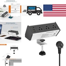 Black Desk Power Strip with 3 Outlets and 6ft Cord for Convenient Charging