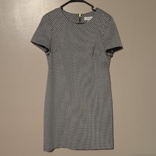 Calvin Klein Sheath Dress Size 10 Black White Knee Length