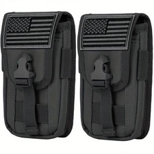 2 Pack MOLLE Phone Pouch with US Flag for 4.7-6.9 Inch Phones