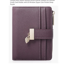 Pomelo Best Bifold Wallet Deep Purple RFID Blocking ID Window Zipper Coin Pocket