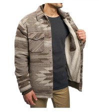 Jachs New York NWT Mens Aztec Sherpa-Lined Wool Snap Button Brown Jacket XL