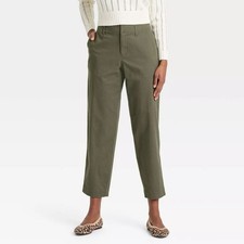 A New Day Women's High Rise Straight Leg Ankle Chino Pants Olive Green Size 4