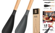 Cooking Spoon for Nonstick Cookwares, Great for Cooking 11.4 inch Black & Grey