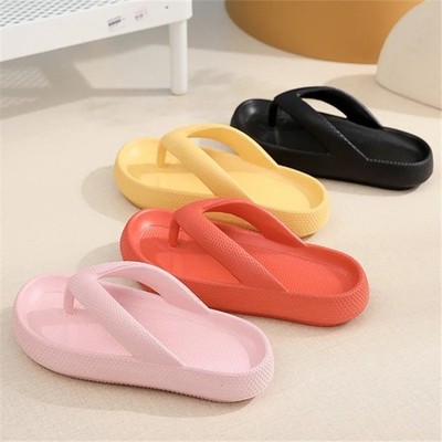 Weiche Sohle Plattform Flip-Flops Frauen 2025, Sommer Strand, rutschfeste Wolke