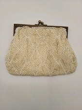 Vintage Off White/Cream Evening Bag Clutch Glass Beaded Made In France