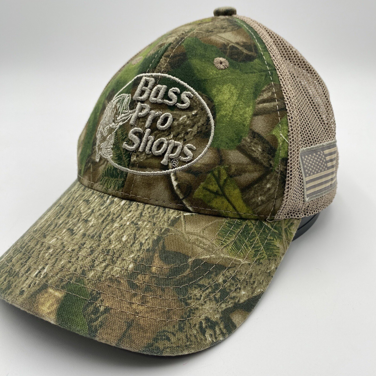 Bass Pro Shops Camo Fishing Trucker Hat Mesh Cap Snap… Gem