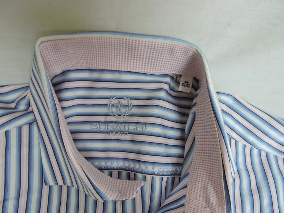 Bugatchi Uomo мужской стриптиз платье рубашка Sz XL хлопок длинным рукавом розовый 18 34/35 - Изображение 3 из 4