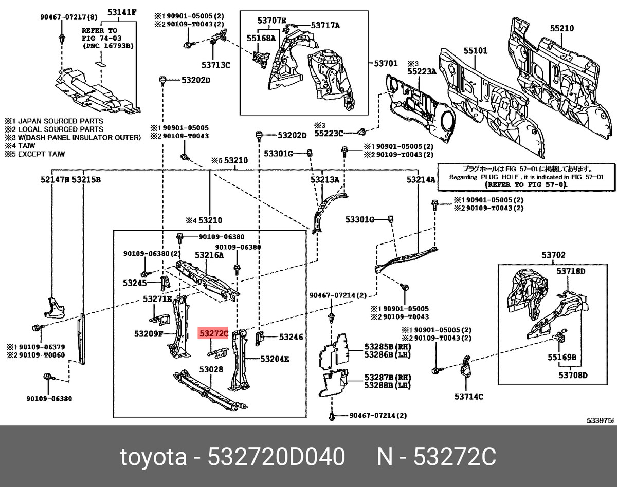 Genuine OE bracket, headlamp mounting, left, 532720D040 for TOYOTA 
