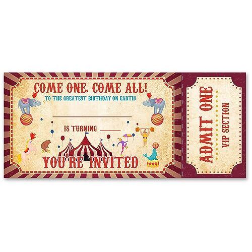 Carnival Birthday Party Invitations 20 Pack Come One Come All Circus Carnival...