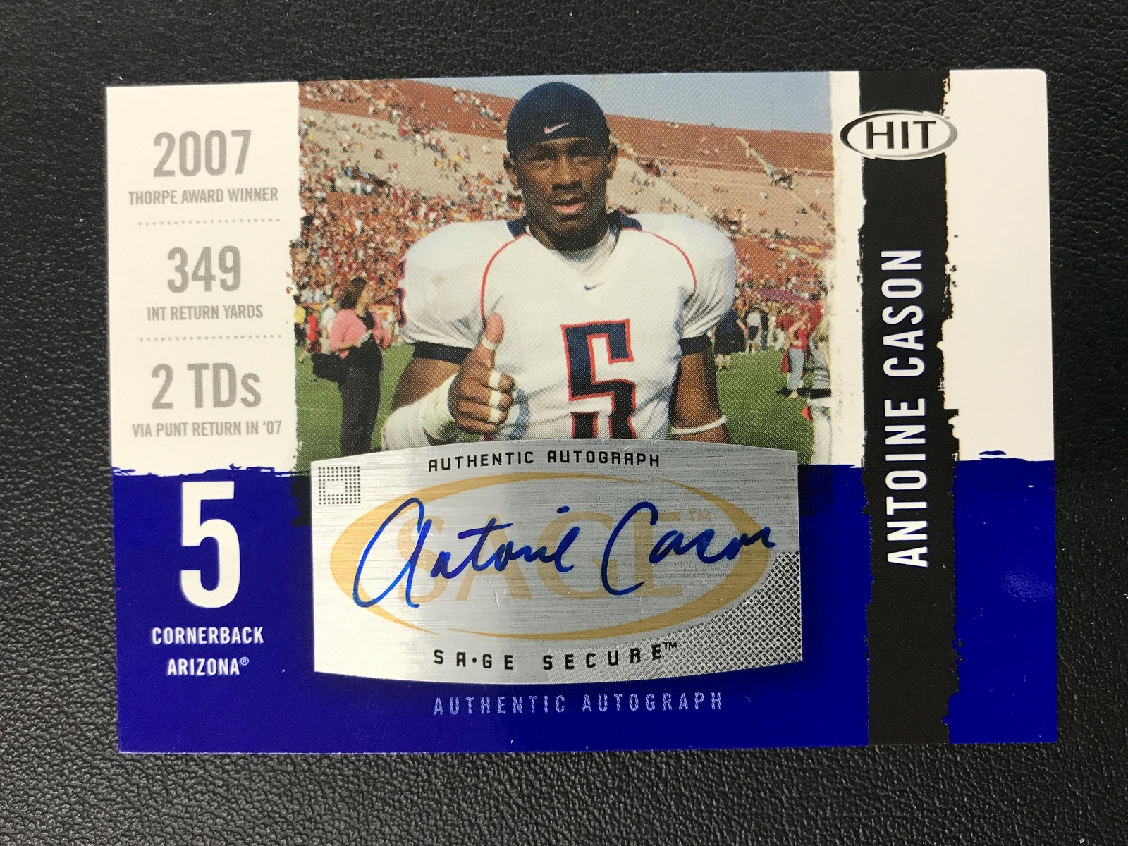 2008 SAGE HIT #A78 Antoine Cason Autograph Arizona Wildcats