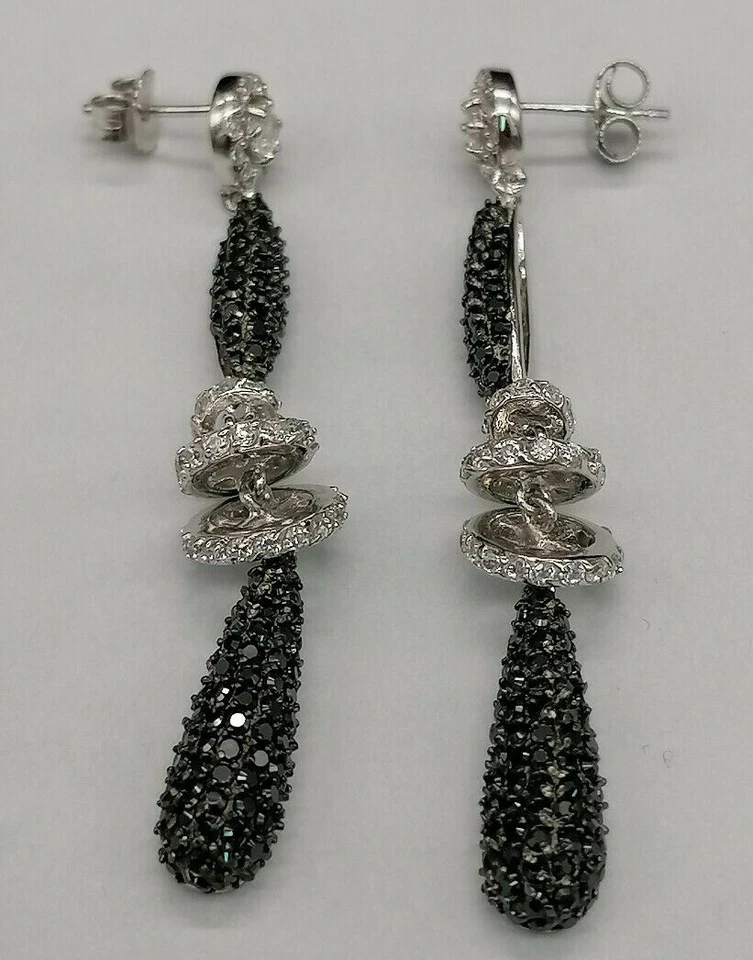 orecchini gioiello da donna pendenti a goccia zirconi argento GIOIELLO ITALIANO - Immagine 3 di 4