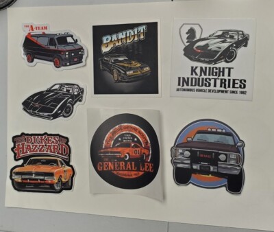 Dukes of Hazzard KITT A-TEAM SMOKEY & the Bandit FALL GUY STICKERS (7)