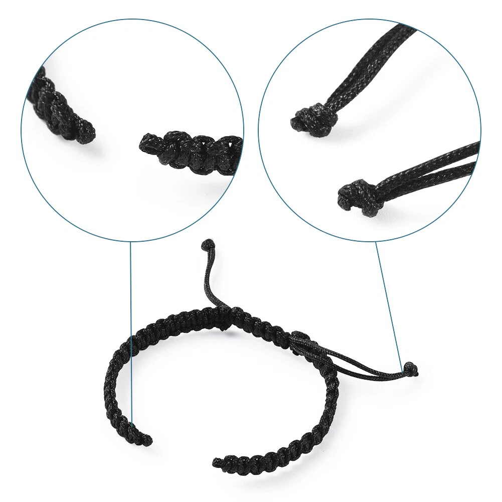 2pcs Braided Nylon Cord for DIY Bracelet Making Black Adjustable