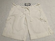 Abercrombie Girls Sz 12 Cargo Shorts White Tie Waist Pockets Tie Belt