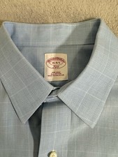 Brooks Brothers 346 Original Polo Shirt Regular Fit Non Iron 16 4/5 Blue Check