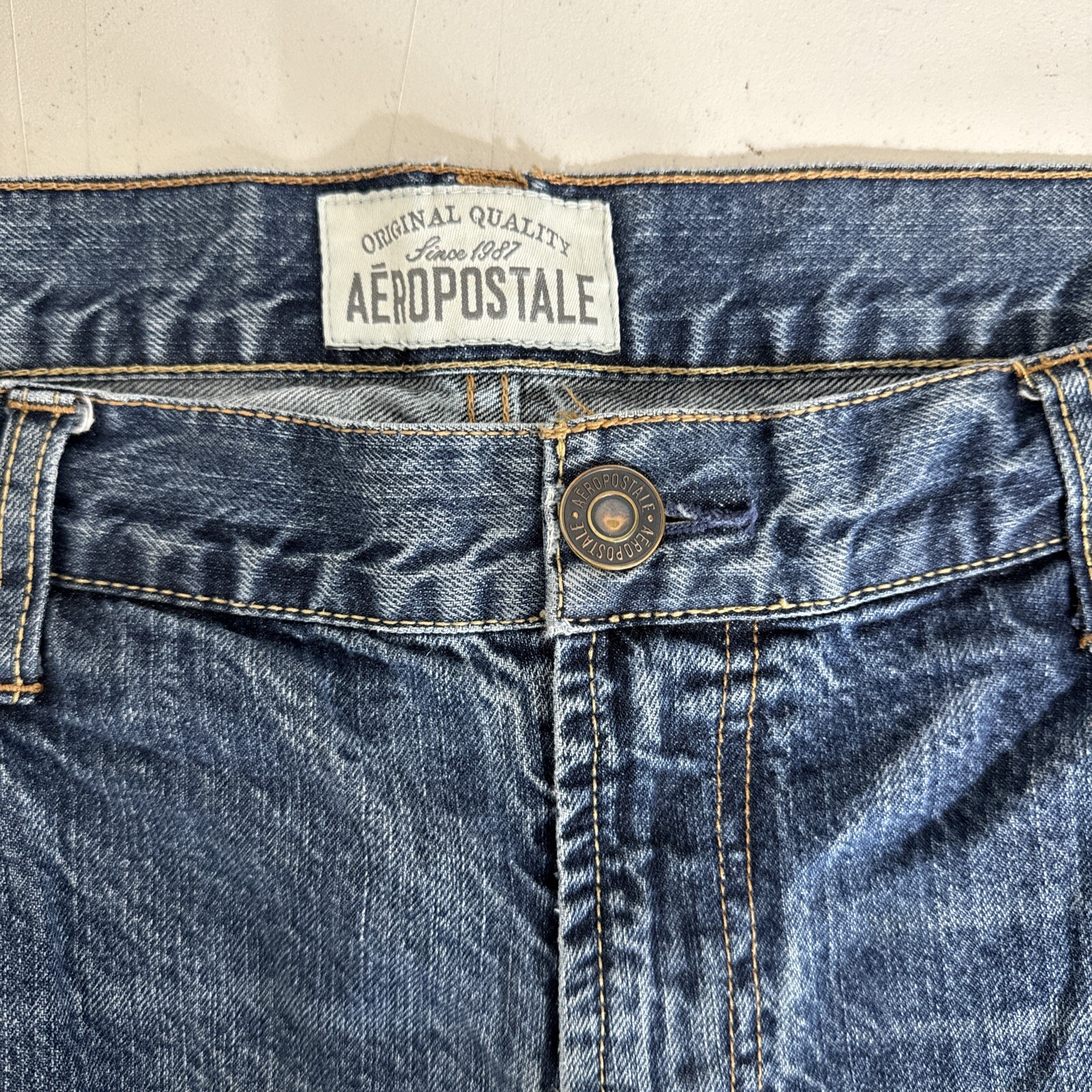 Aeropostale Jeans Mens 36x32* Blue Driggs Slim Bootcut Ameican Grunge Denim
