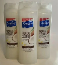 3 Suave Essentials Tropical Coconut Moisturizing Body Wash 15 oz ea